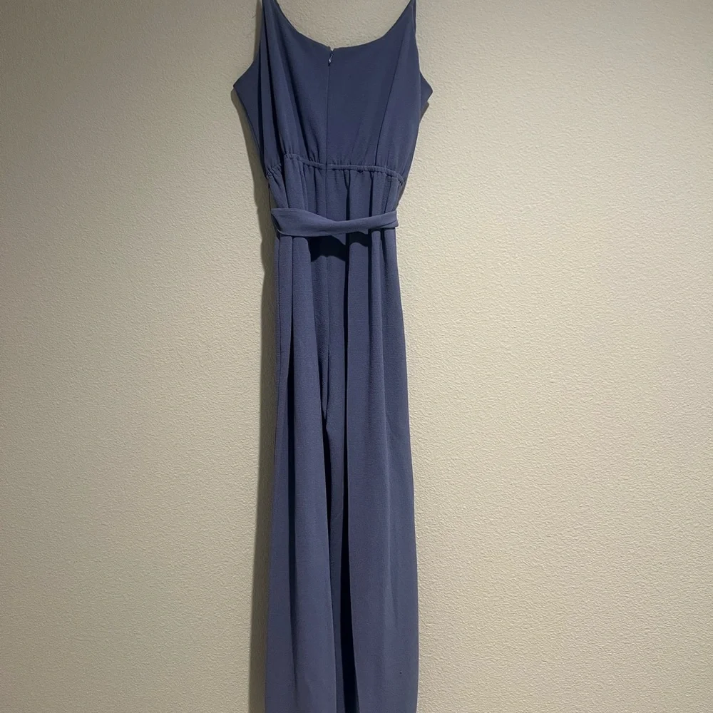 Blue Sleeveless Spaghetti Strap Jumpsuit - Picture 3 of 6